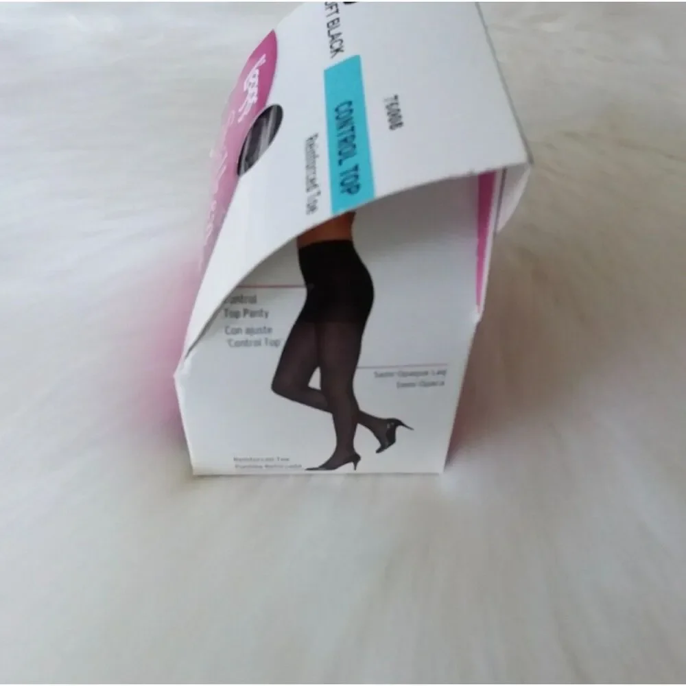 Leggs Soft Black Semi-Opaque Control Top Hosiery B